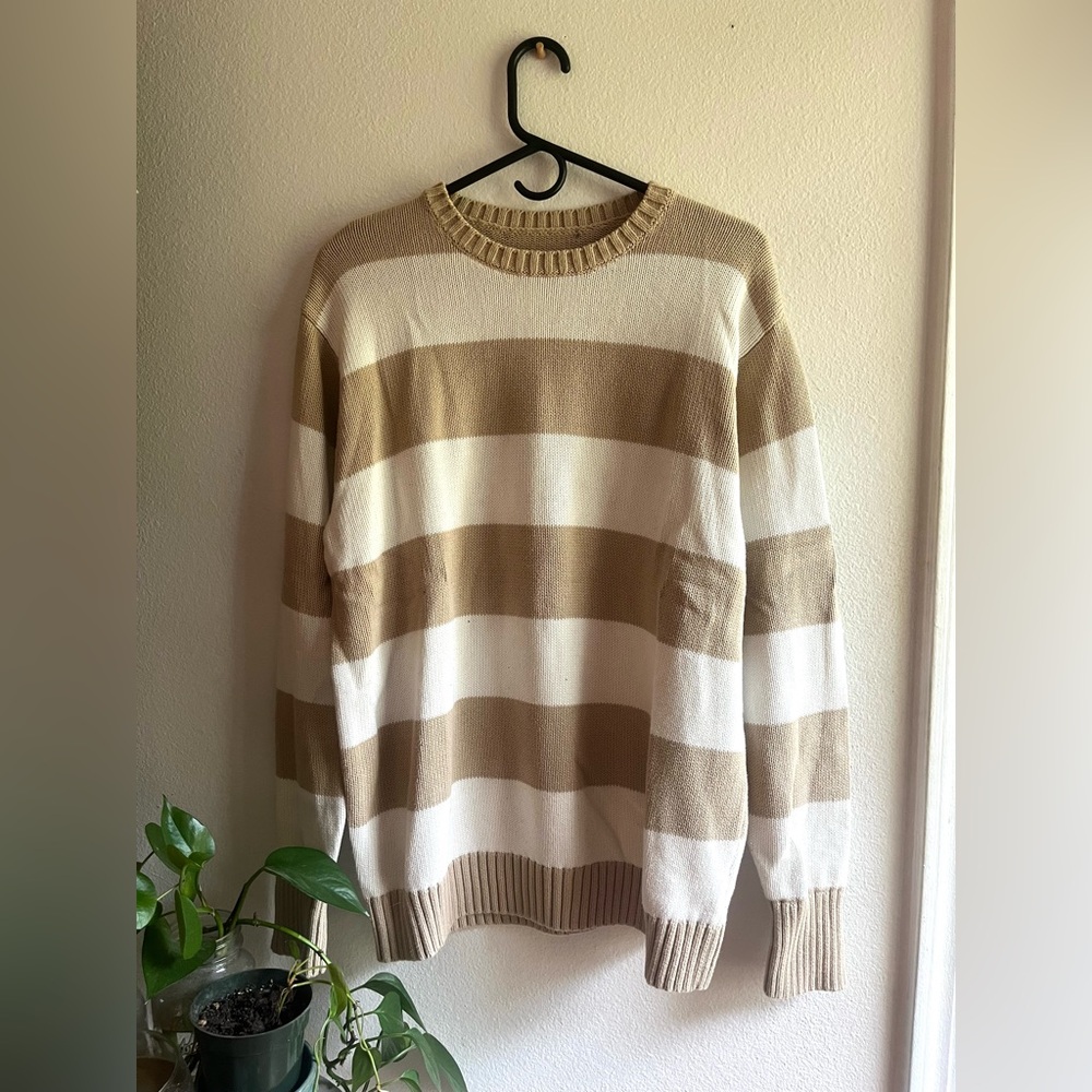 Brandy Melville Brianna cotton thick stripe sweater cream white